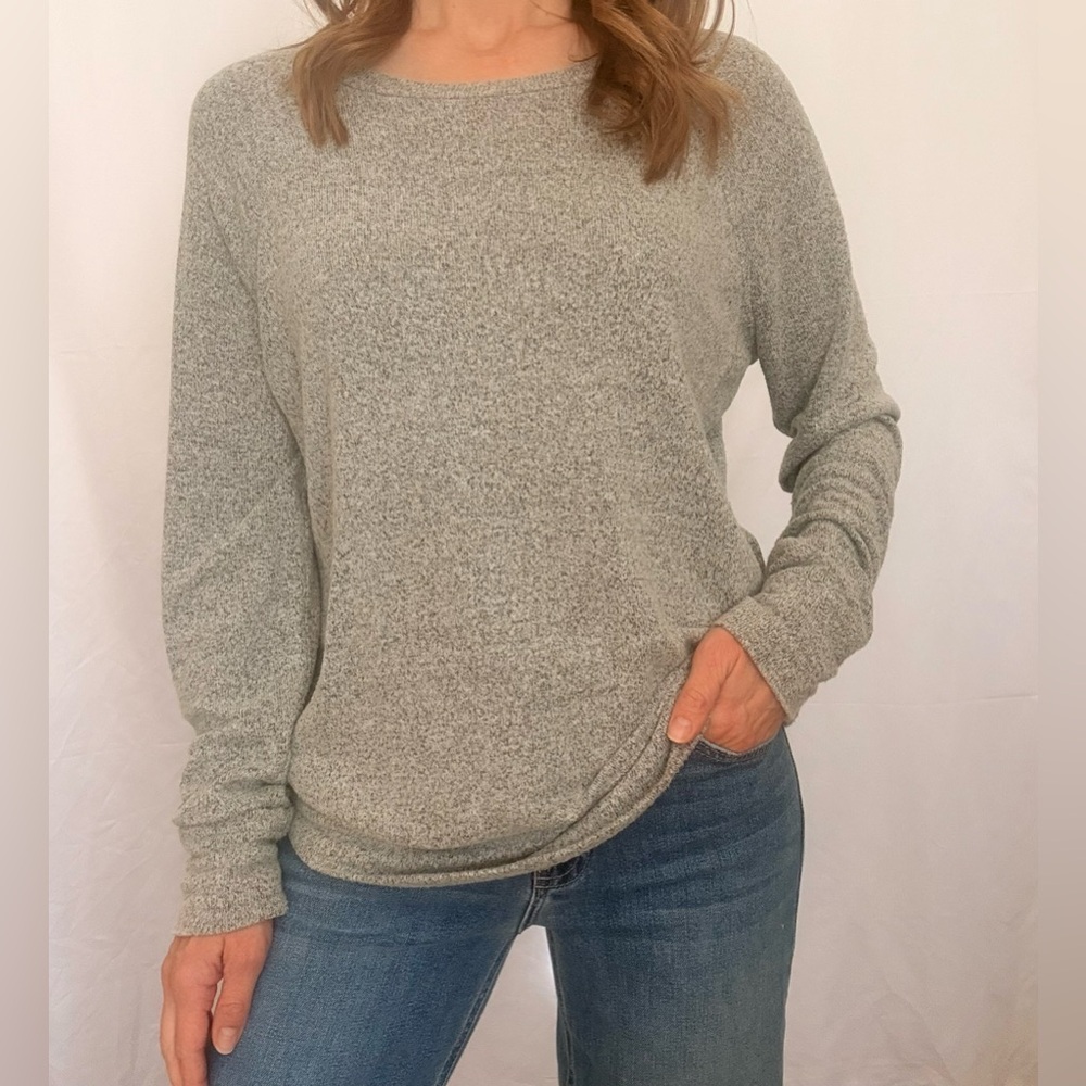 Cozy Marl Gray Long Sleeve Lightweight Sweater